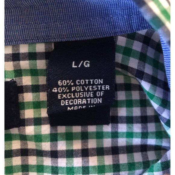 Chaps Men’s Size Large Blue/Green Plaid Long Sleeve Button Down Long Sleeve Shir - Picture 5 of 7